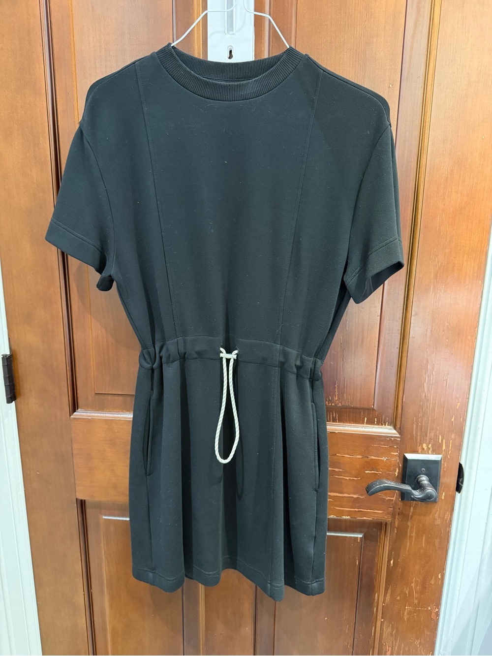 Varley Maple 2.0 Black Short-Sleeve Drawstring Mini Dress - Picture 3 of 11